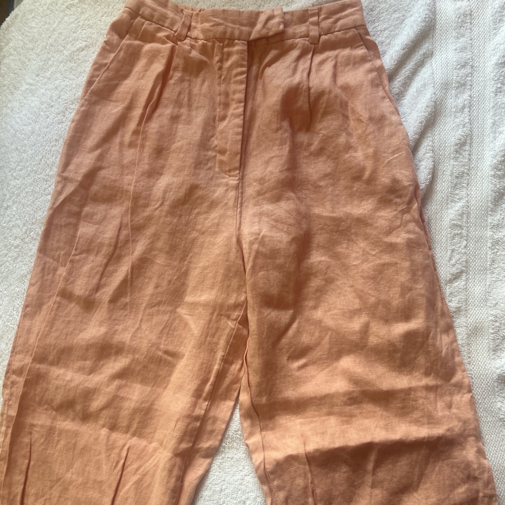 Zara Coral Linen Trousers